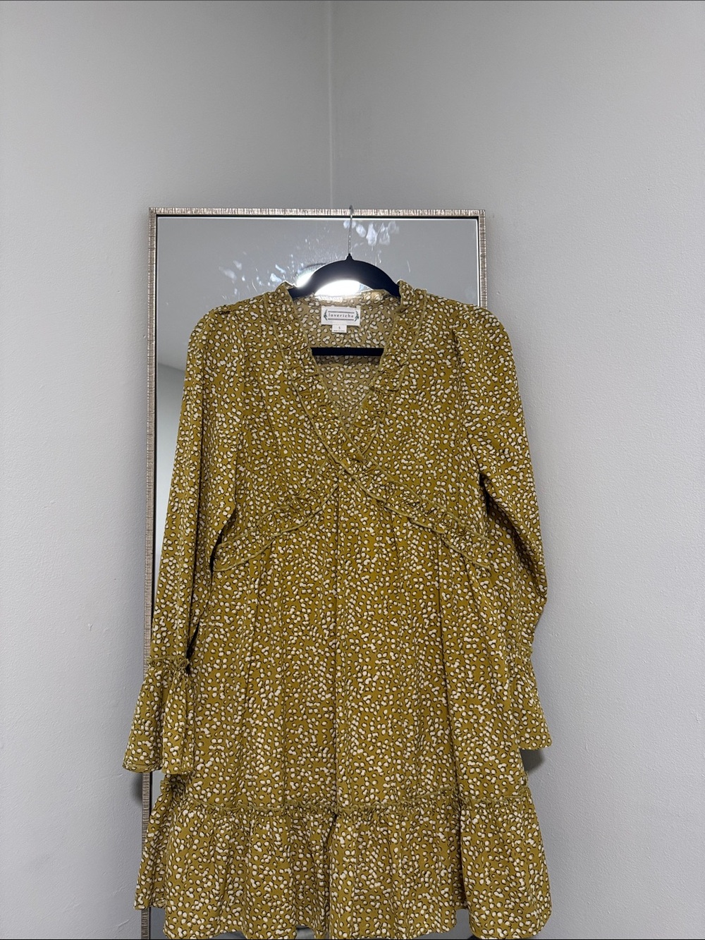 Love Riche Mustard Ditsy Floral Wrap-Style Tunic Dress